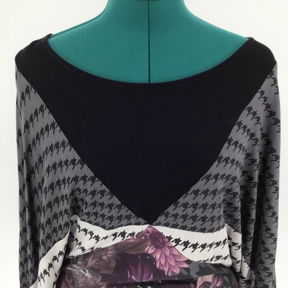 Smash Pattern Blocked Dolman Sleeve Blouse, Medium - Picture 5 of 16